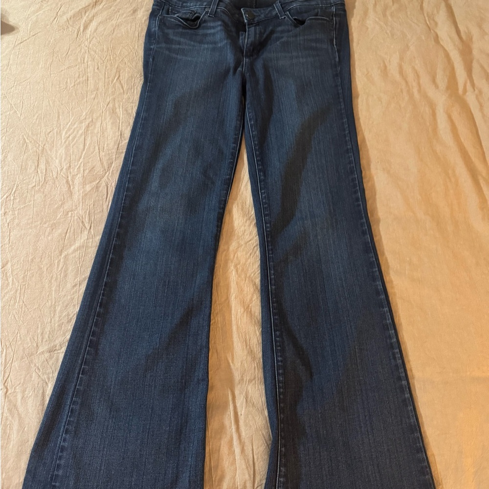 Women’s Paige Skyline Flair Low Rise Blue Stretch Jeans